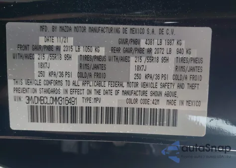 2021 Mazda Cx-30 Preferred z USA, uszkodzony, nr VIN 3MVDMBCL0MM316491